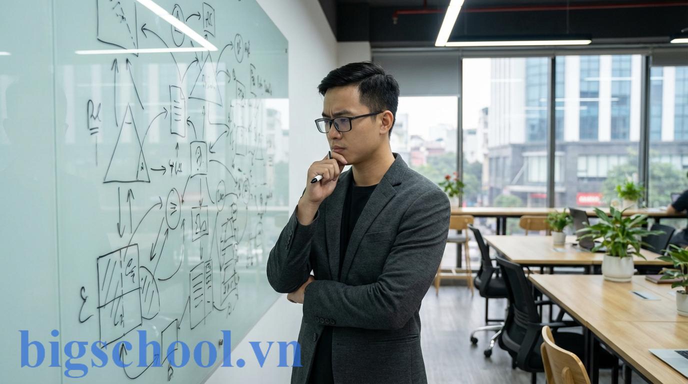 Ban chuyên môn là gì? Vai trò đầu não và cơ hội phát triển năng lực 3 Thành viên Ban chuyên môn đang phác thảo sơ đồ hệ thống hóa kiến thức trên bảng trắng.