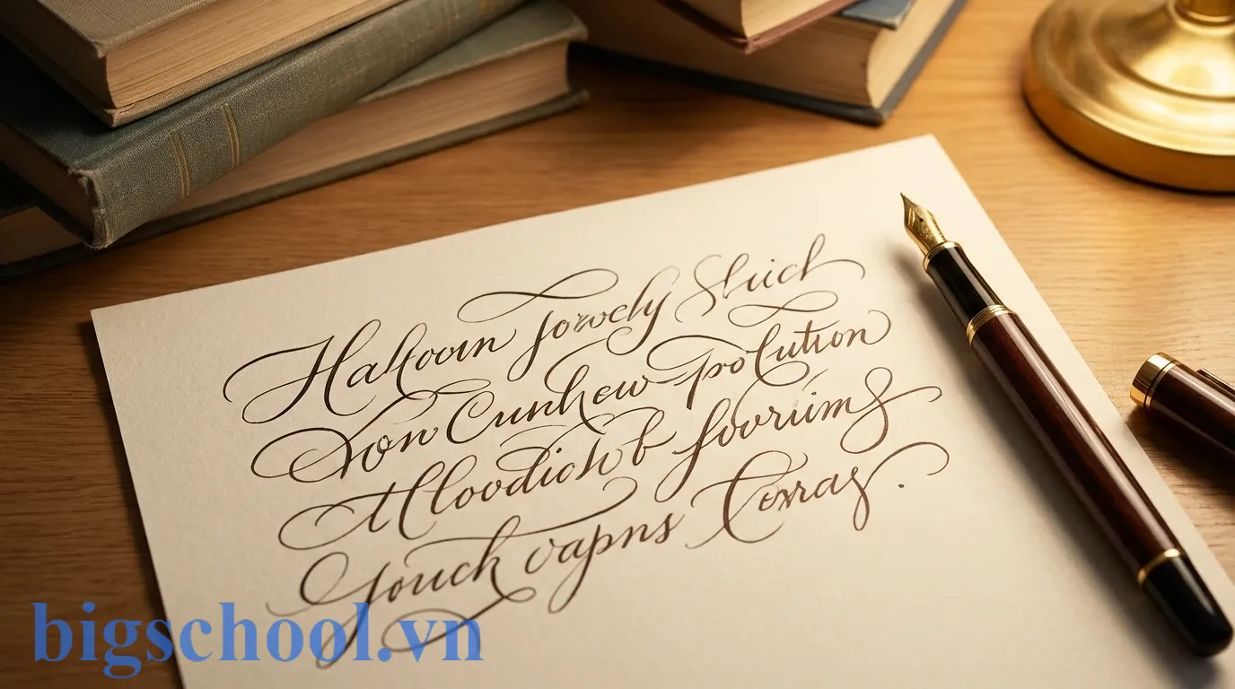 Đơn xin nghỉ phép tiếng Trung được trình bày trang trọng trên bàn học với bút máy và sách vở.