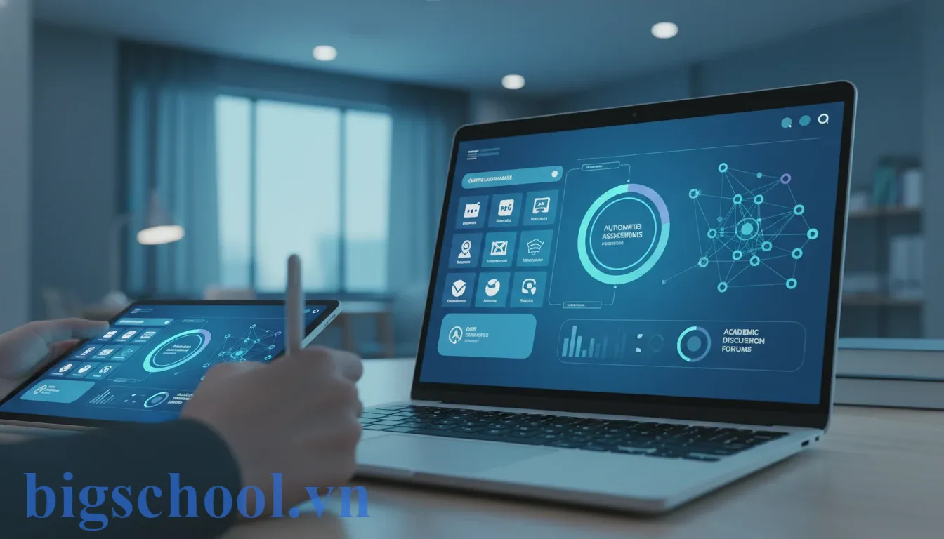 Giao diện hệ sinh thái giáo dục trực tuyến hiện đại hỗ trợ kết nối minh bạch giữa giáo viên và học sinh.