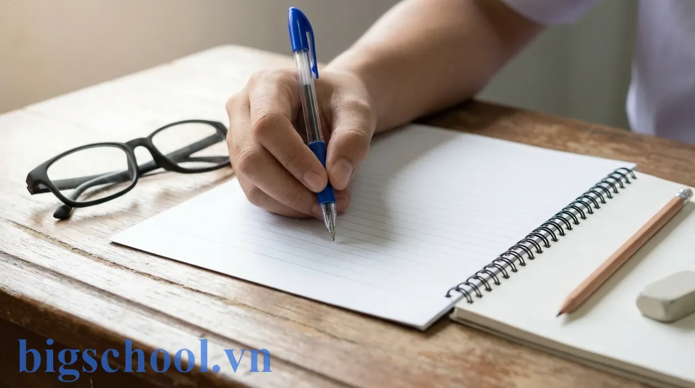 Học sinh đang hoàn thiện nội dung đơn xin phép nghỉ học thể dục với đầy đủ chữ ký xác nhận của phụ huynh.