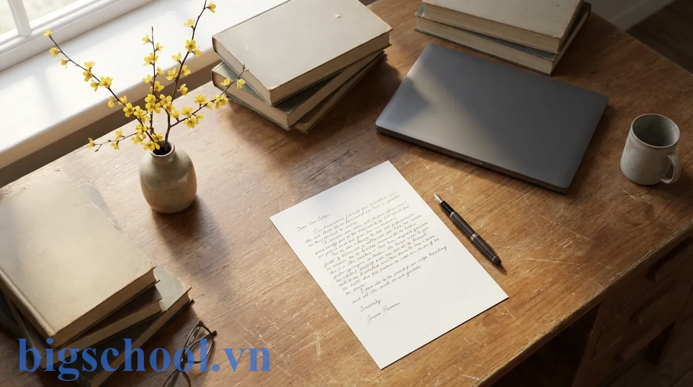 Mẫu đơn xin nghỉ học về quê ăn Tết 2026: Chuẩn nhất, duyệt ngay 1 Mẫu đơn xin phép nghỉ học về quê ăn Tết được viết tay nắn nót trên bàn học.