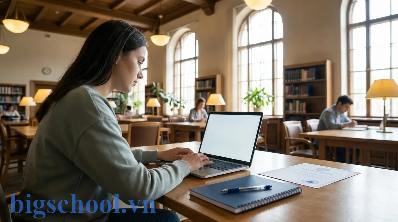 Sinh viên đang soạn thảo mẫu đơn xin nghỉ học trên máy tính với các minh chứng y tế cụ thể.