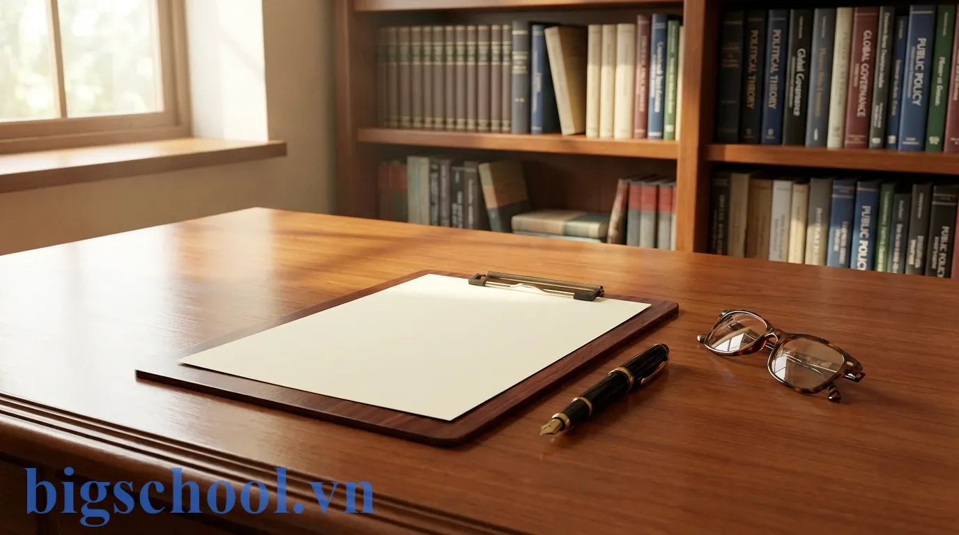 Tài liệu mẫu đơn xin nghỉ học được trình bày chuyên nghiệp trên bàn làm việc trong môi trường học thuật.