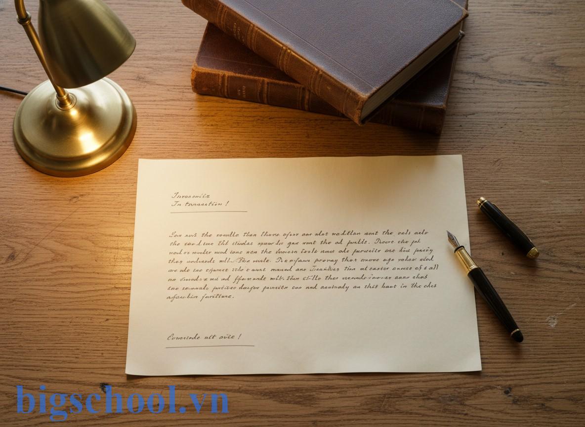 Bố cục mẫu một bài dự thi viết thư UPU với các phần mở đầu, thân bài và kết bài được phân tách rõ ràng bằng cách xuống dòng.